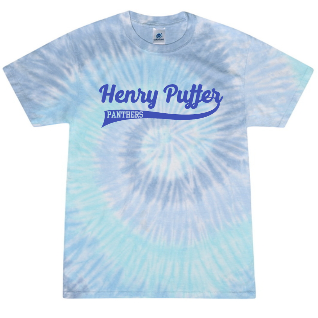 Henry Puffer Cursive Light Blue Tie Dye Tee