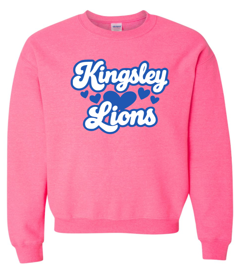 Kinglsey Hearts Hot Pink Crew