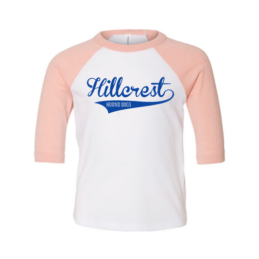 Youth Hillcrest Cursive with Tail Baseball Tee