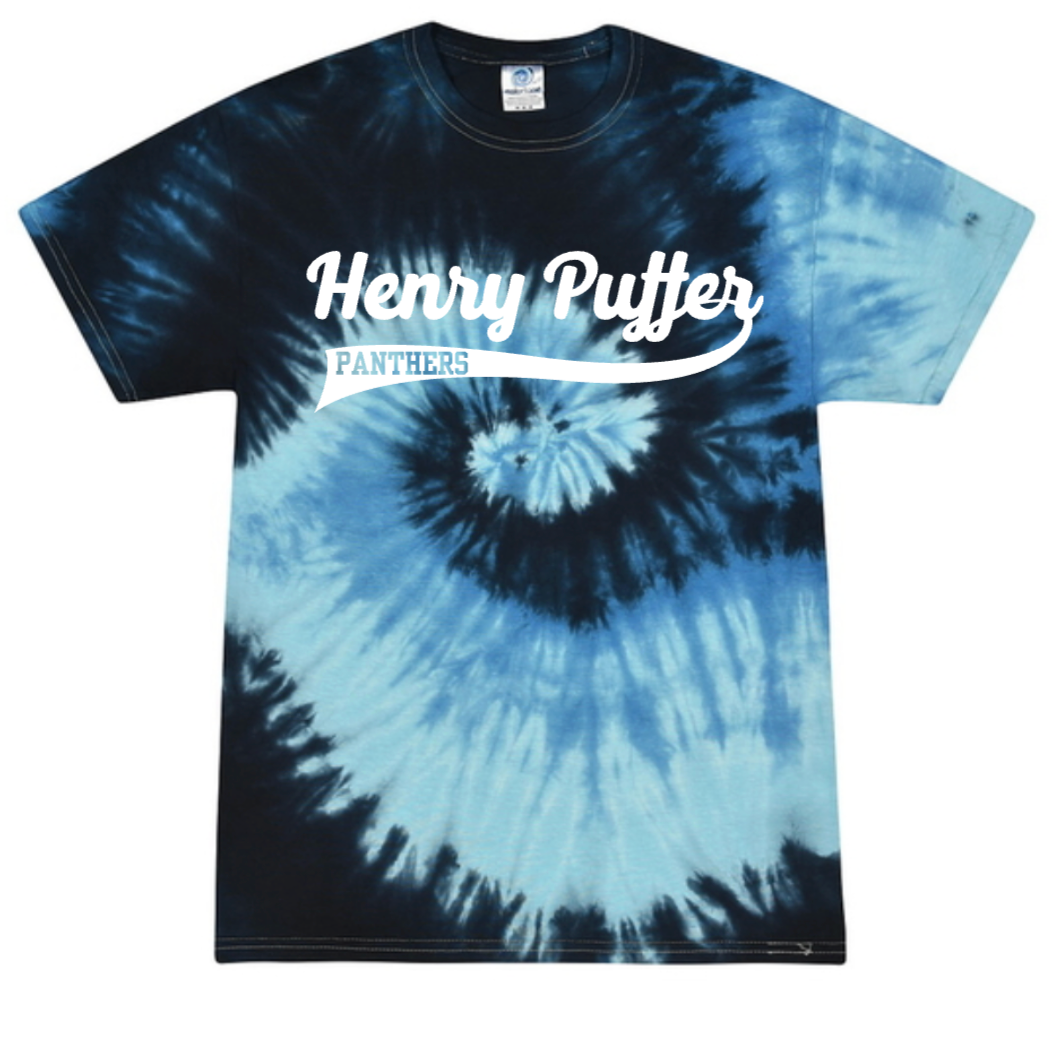 Henry Puffer Cursive Dark Blue Tie Dye Tee